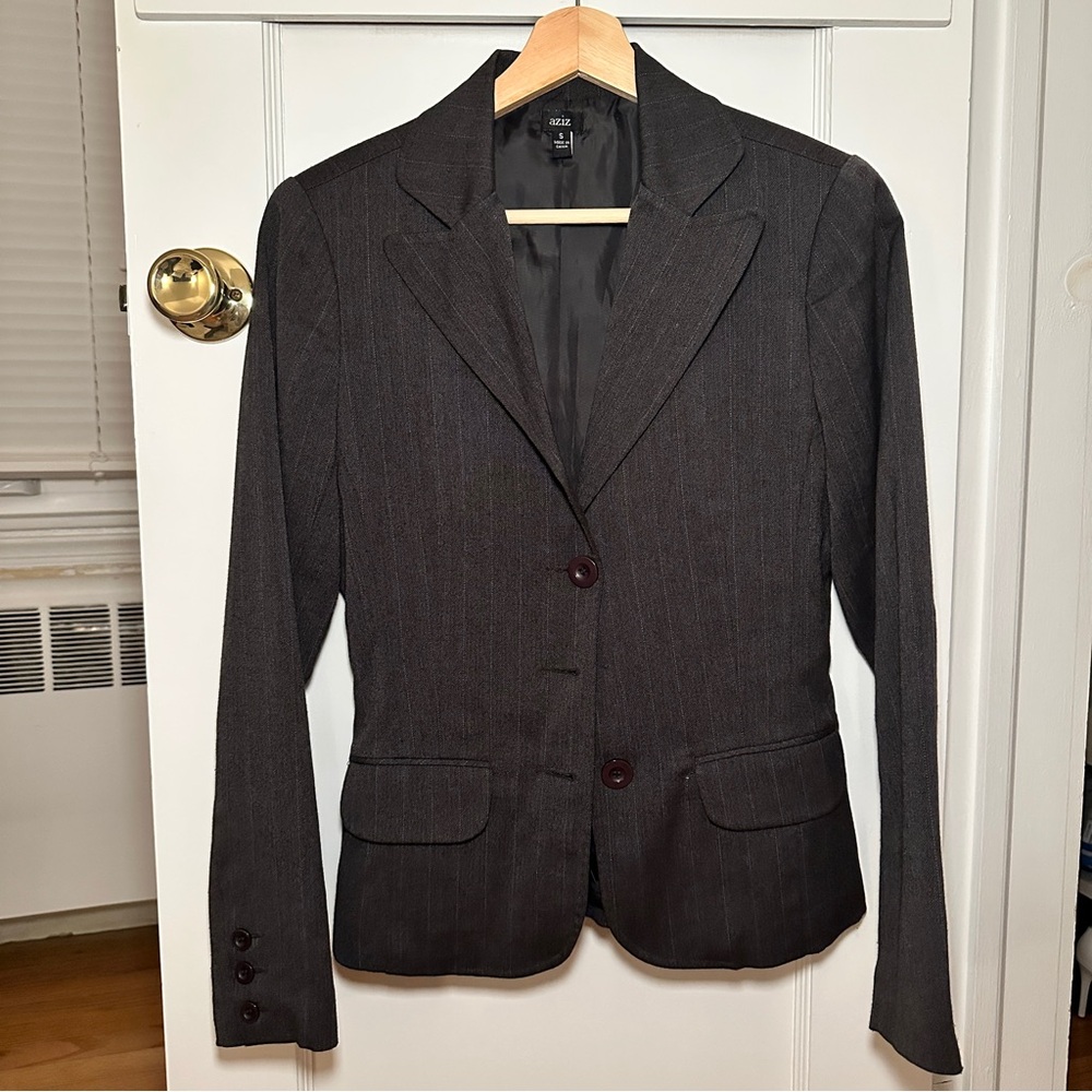 Dark Brown Pinstripe Blazer